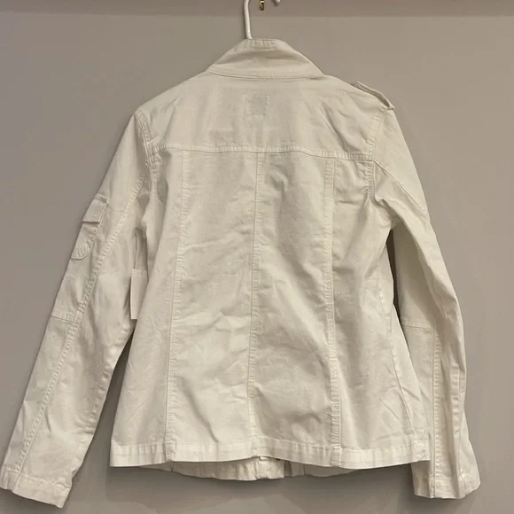 NWT Kensie Lightweight Zip Up White Utility Jacket Medium - Picture 6 of 11